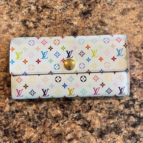 💯 Authentic Louis Vuitton Murakami Multicolore White Sarah Long Wallet w/COA 💖 - Picture 4 of 15